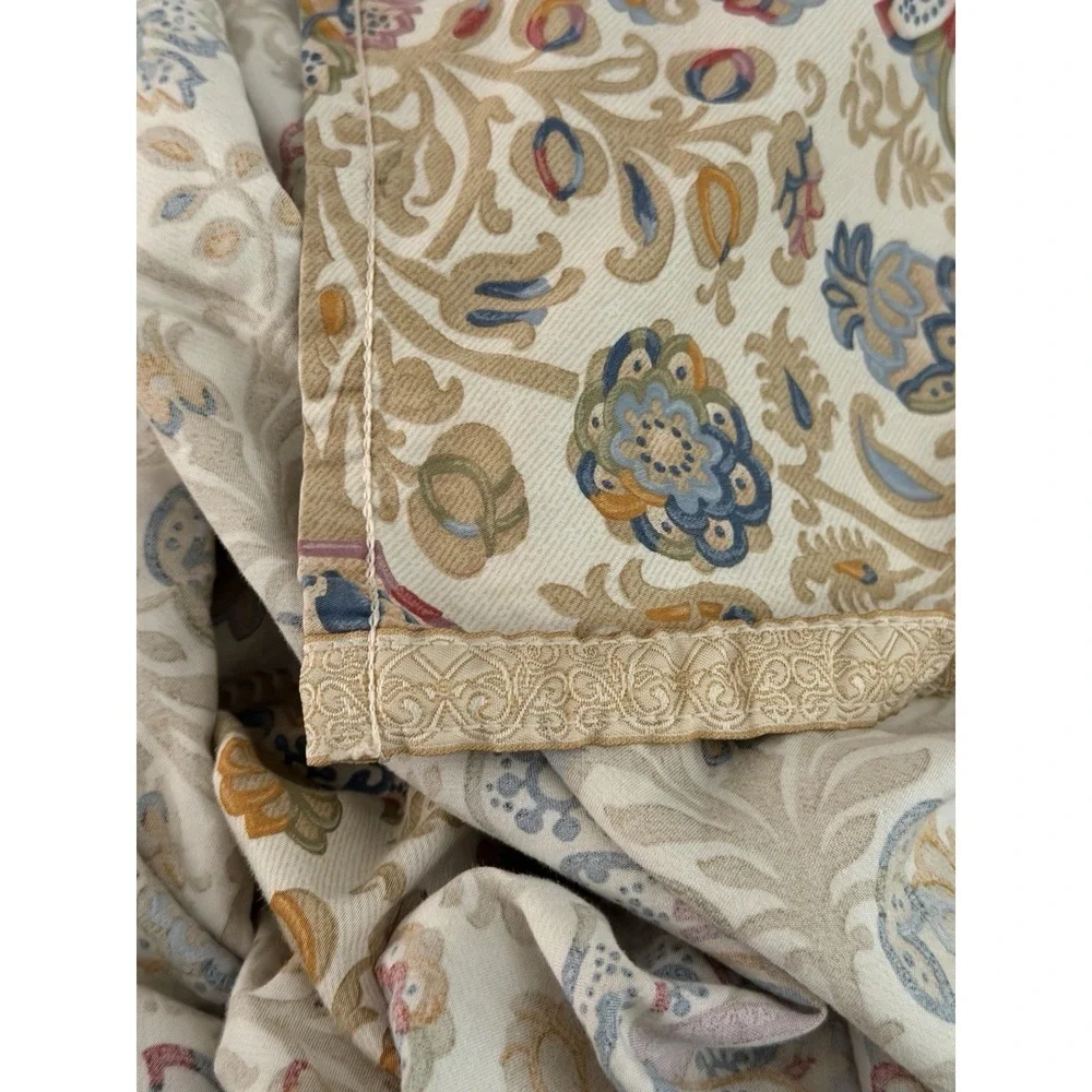 Vintage Ralph Lauren Marrakesh Rug King SZ Flat Sheet Ribbon Top Edge Green Tag